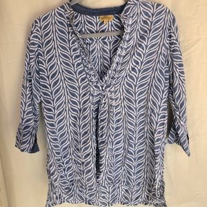 SOLD! Boho Blue and White Blouse